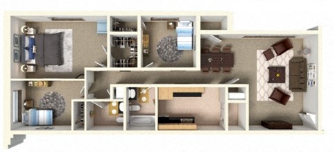 Floor plan for 3 beds, 1.5 baths, 1040 sqft